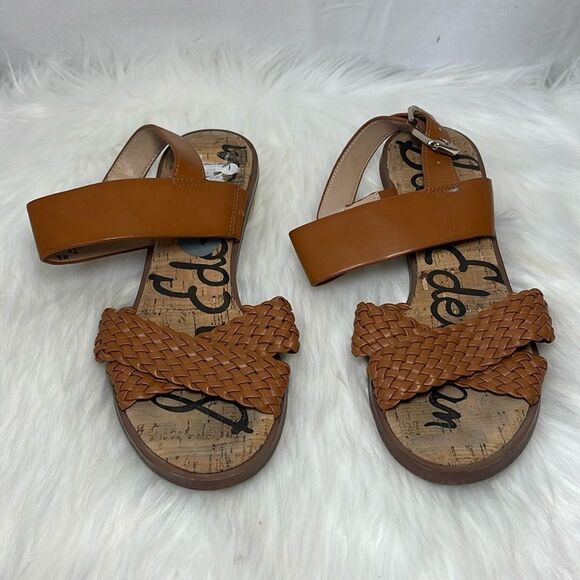 Sam Edelman Teena 2 Saddle Cognac Leather Woven Strap Sandals Sz 7 - Picture 2 of 6